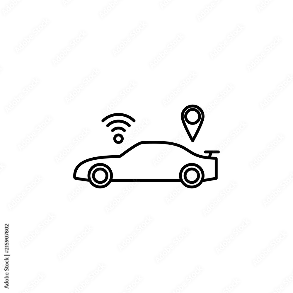 Poster smart car icon. element of intelligence icon for mobile concept and web apps. thin line smart car ic