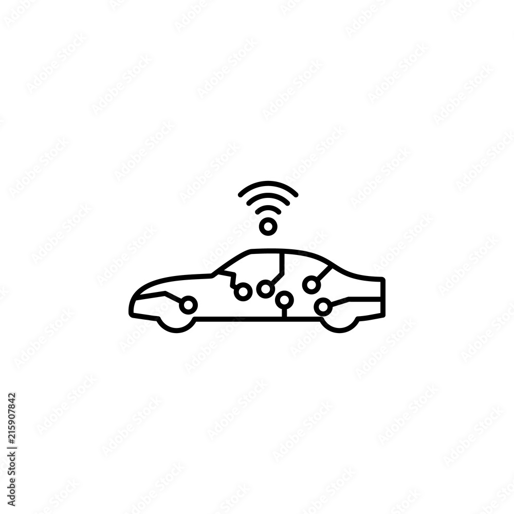 Poster digital car icon. element of intelligence icon for mobile concept and web apps. thin line digital ca