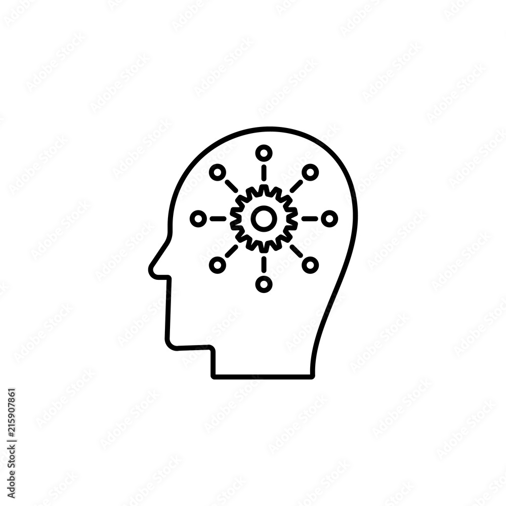 Poster mechanism of thinking icon. Element of intelligence icon for mobile concept and web apps. Thin line mechanism of thinking icon can be used for web and mobile