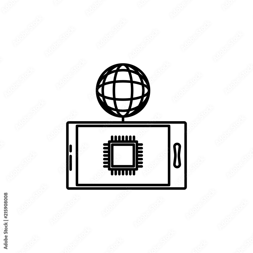 Poster chip in phone icon. element of intelligence icon for mobile concept and web apps. thin line chip in 