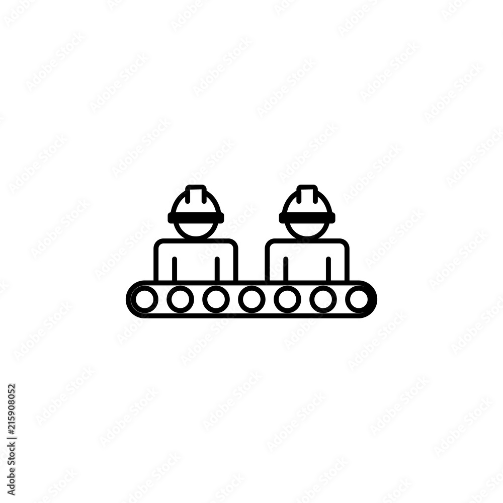 Poster robots in production icon. element of intelligence icon for mobile concept and web apps. thin line r