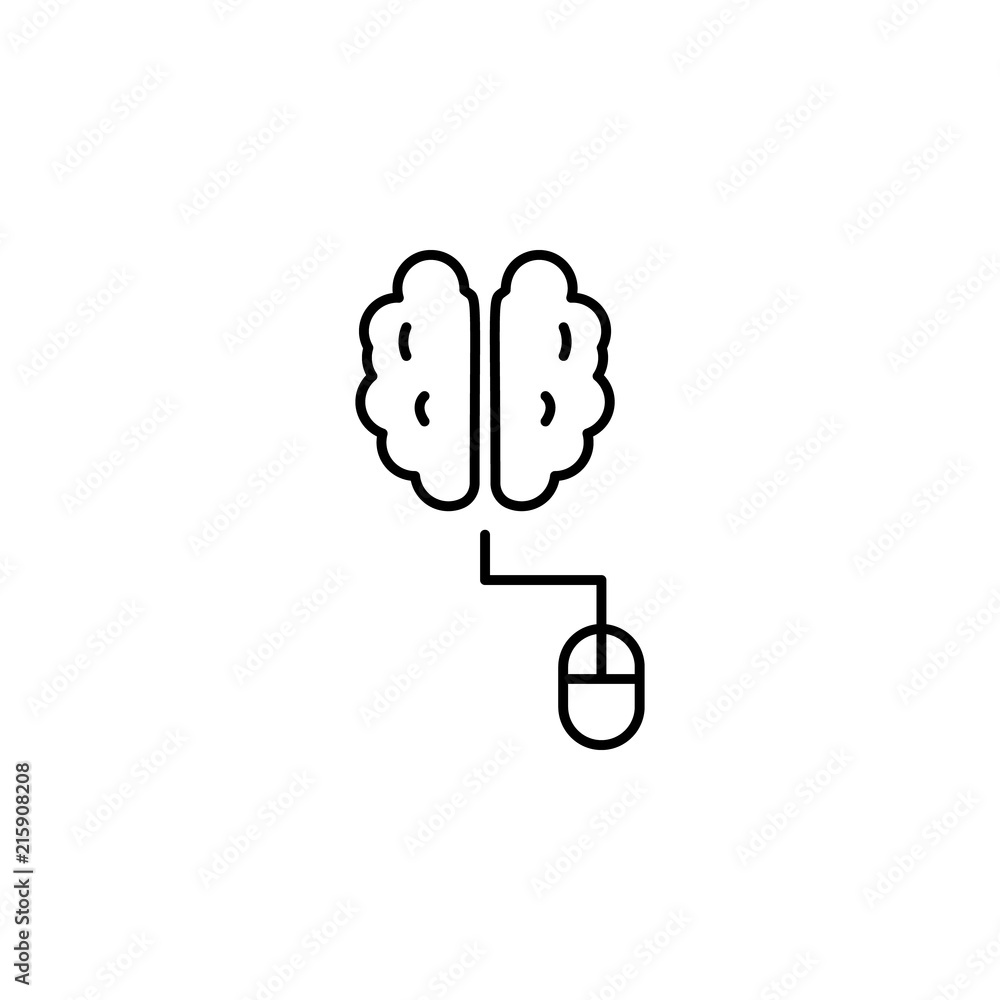 Poster brain and mouse icon. element of intelligence icon for mobile concept and web apps. thin line brain 