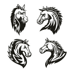 Vector heraldic icons of horse head