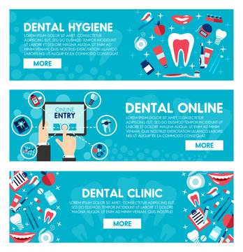 Vector banners of dental medicine and dentistry