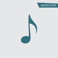 Obraz premium Music note icon. Flat vector musical symbol isolat
