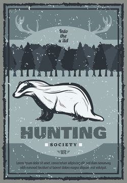 Vector vintage badger hunt poster