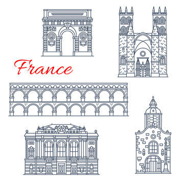 Vector Montpellier architecture icons in France