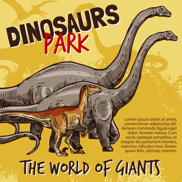 Vector sketch of dinosaurs park poster