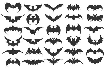 Halloween bat icons. Vector vampire bats silhouettes for halloween vector illustration