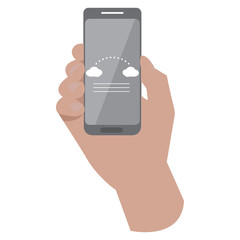 Hand holding a smartphone icon