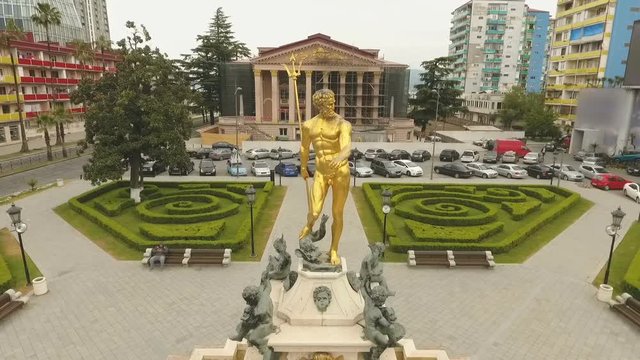 Statue of Neptune and its fountain in front of Batumi Drama Theater, Georgia