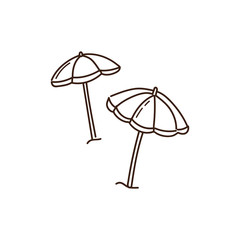 Beach Sun umbrellas. Vector hand drawn doodle icon illustrations.
