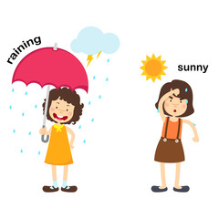 Opposite raining and sunny vector illustration
