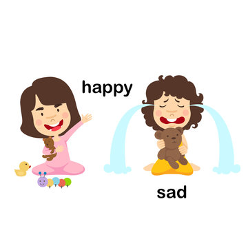 Opposite happy and sad  vector illustration