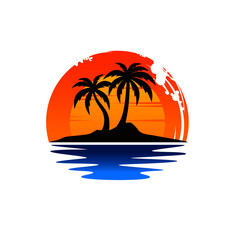 Beach Logo Design Vector Stock