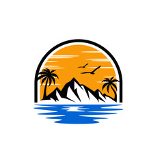 Beach Logo Design Vector Stock