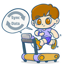 A man running on running machine.