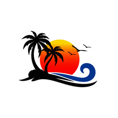 Beach Logo Design Vector Stock