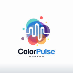 Colorful Pulse logo designs concept vector, Vibe logo symbol, Colorful Audio logo template