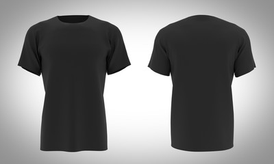 Tshirt Black color front & black / 3D Render - obrazy, fototapety, plakaty