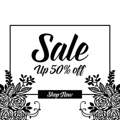 Sale floral frame design art collection vector illustration