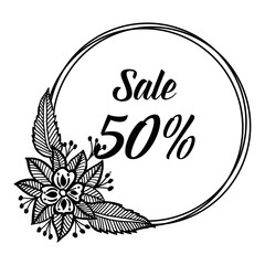 sale background with hand drawn lettering and flowers vector illustration