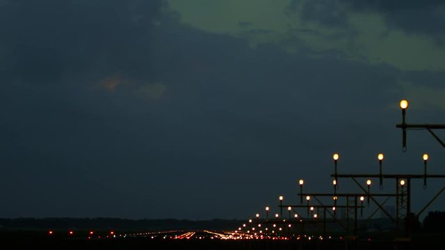 Runway Lighting Systems at early morning