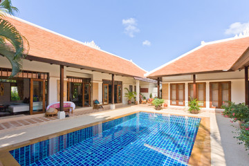 Typical villa property with swimming pool  in tropical Phuket, Thailand