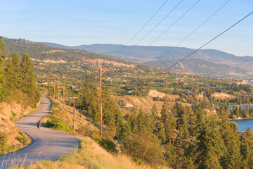 View of Naramata Road looking south toward vineyards and orchards on the Naramata Bench