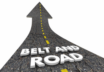 Belt and Road Chinese Growth Initiative Road Words 3d Illustration