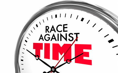 Race Against Time Compete Win Racing Clock Words 3d Illustration