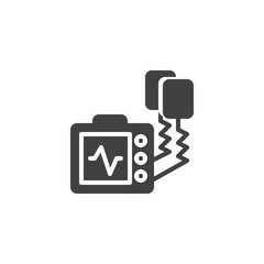 Defibrillator machine vector icon. filled flat sign for mobile concept and web design. Automated external defibrillator solid icon. AED symbol, logo illustration. Pixel perfect vector graphics