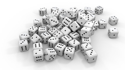 Dice. 3d rendering. Pile
