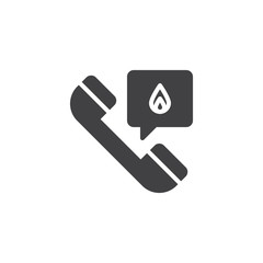 Fire phone vector icon. filled flat sign for mobile concept and web design. Fire emergency telephone simple solid icon. Symbol, logo illustration. Pixel perfect vector graphics