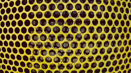 Yellow gold perforated steel plate for background, Iron perforated sheet metal.