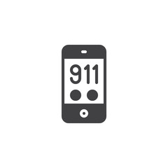 911 emergency call vector icon. filled flat sign for mobile concept and web design. 911 call mobile phone simple solid icon. Symbol, logo illustration. Pixel perfect vector graphics
