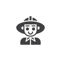 Firefighter man vector icon. filled flat sign for mobile concept and web design. Fireman person simple solid icon. Symbol, logo illustration. Pixel perfect vector graphics