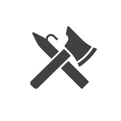 Fireman tools vector icon. filled flat sign for mobile concept and web design. Firefighter equipment simple solid icon. Symbol, logo illustration. Pixel perfect vector graphics