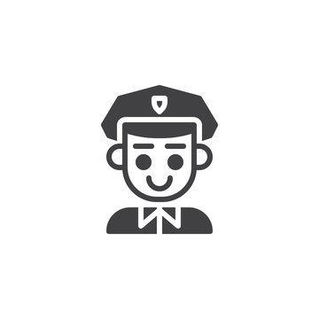 Police Officer vector icon. filled flat sign for mobile concept and web design. Police man simple solid icon. Symbol, logo illustration. Pixel perfect vector graphics