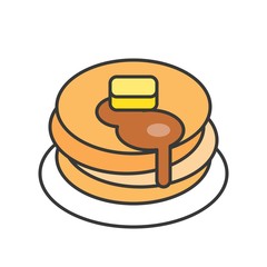stack of pancakes with syrup, sweets and pastry set, filled outline icon