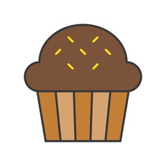 chocolate cup cake, sweets and pastry set, filled outline icon