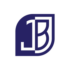 JB initial letter emblem logo negative space