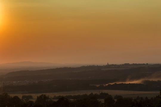 Nice sunset on hills near Ceske Budejovice, Czech republic © Space Creator