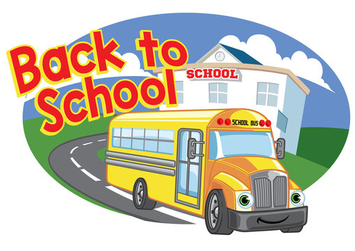 back to school design with happy cartoon school bus
