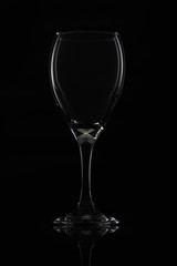 blank glass on black background