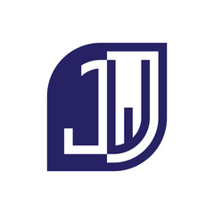 JW initial letter emblem logo negative space