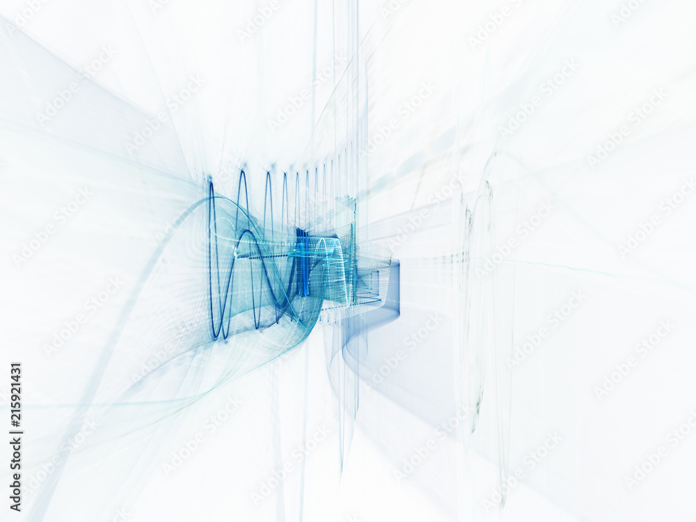 Poster abstract blue and white background texture. dynamic 3d composition of curves ands grids. detailed fr