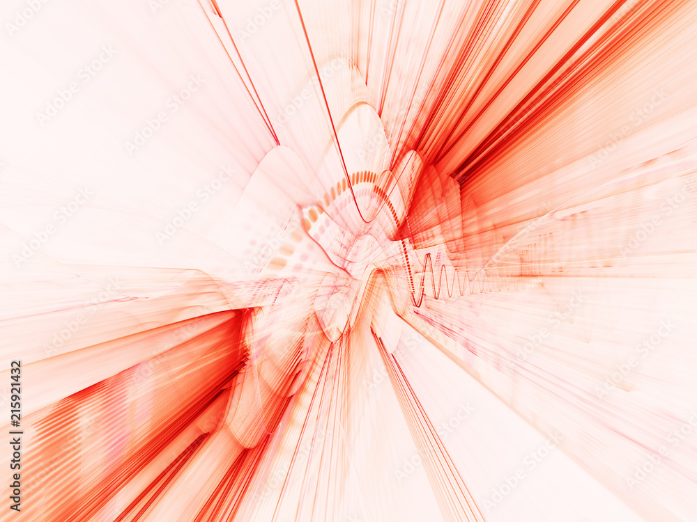 Poster abstract white and red background texture. dynamic 3d composition of curves ands grids. detailed fra