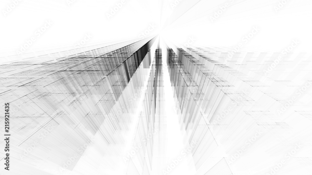 Poster abstract black element on white. regular dots and grids pattern. perspective composition. detailed f