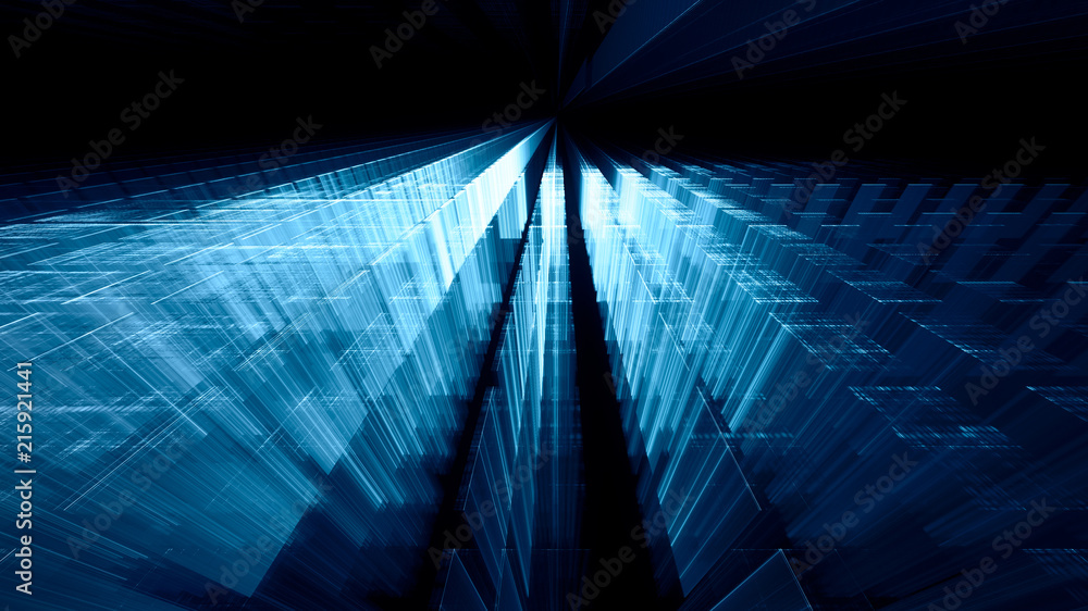 Poster abstract blue toned background element on black. regular dots and grids pattern. perspective composi